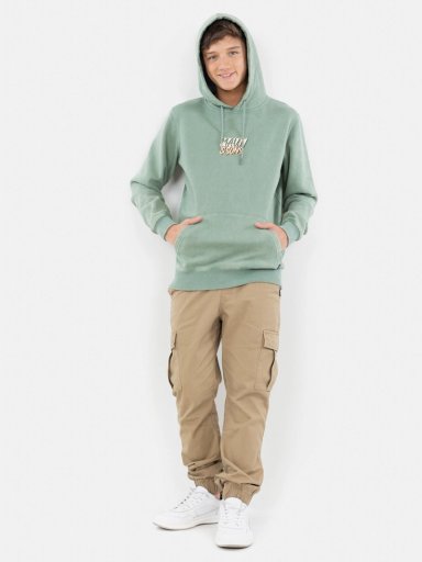 POLERA MANGA LARGA ALGODÓN NIÑO MAUI AND SONS VERDE 5O800 CANGURO