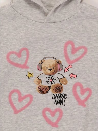 POLERA CAPUCHA PRINT TEDDY NIÑA HARVEST - 3