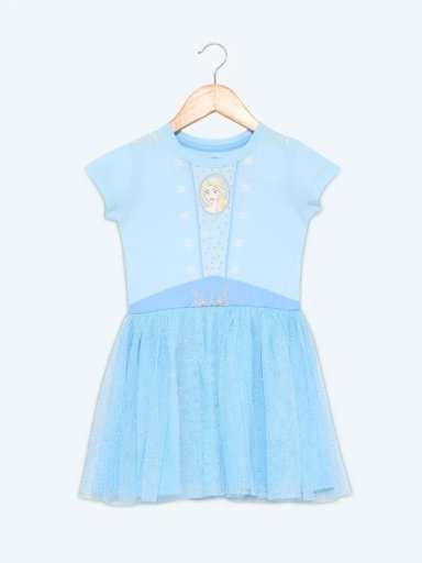 VESTIDO ALGODÓN NIÑA FROZEN CELESTE