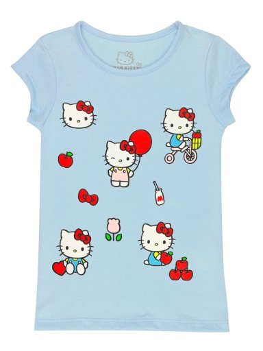 POLO MANGA CORTA ALGODÓN NIÑA HELLO KITTY CELESTE
