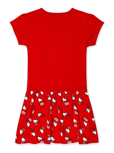 VESTIDO CORTO ALGODÓN NIÑA HELLO KITTY ROJO - 2