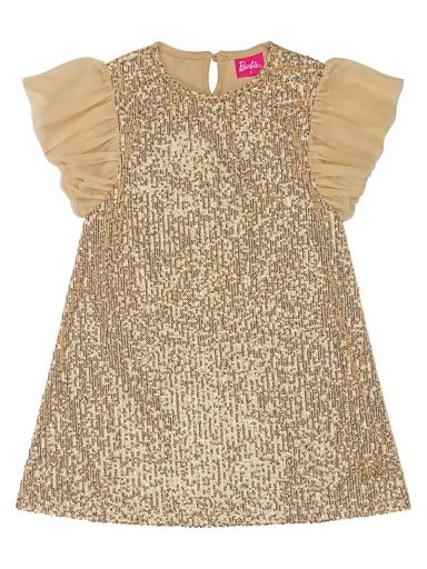 VESTIDO CORTO ALGODÓN NIÑA BARBIE DORADO
