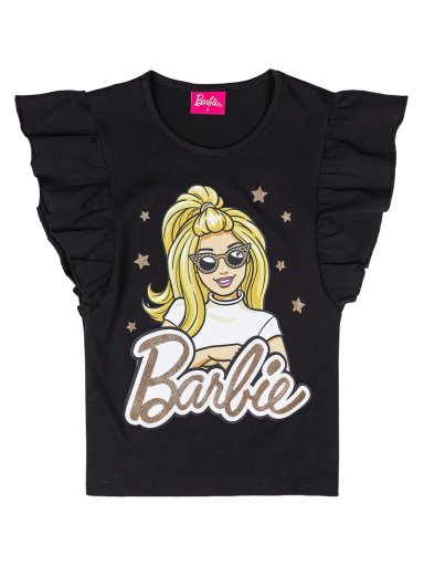 POLO MANGA CORTA ALGODÓN NIÑA BARBIE NEGRO