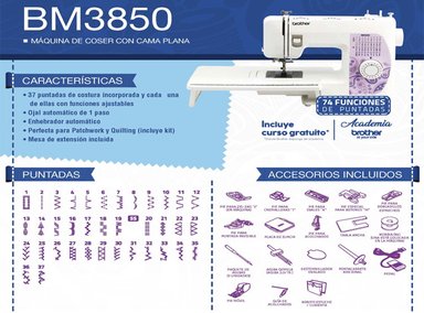 MÁQUINA DE COSER MECÁNICA BROTHER BM3850 37 PUNTADAS - 8