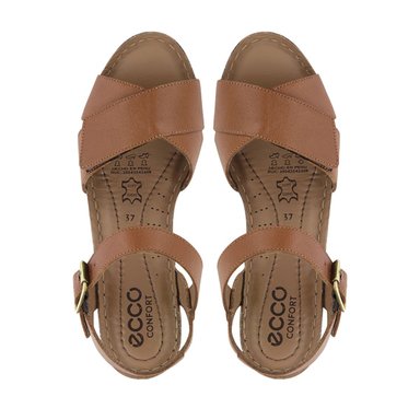 SANDALIAS MUJER ECCO CUERO CARAMELO MIKA15 CON TACO - 5