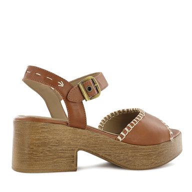 SANDALIAS CON TACO ECCO CUERO MUJER DOME01 CARAMELO - 3