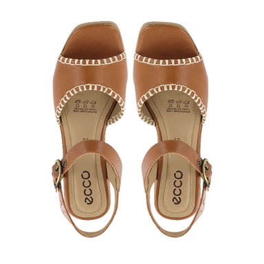 SANDALIAS CON TACO ECCO CUERO MUJER DOME01 CARAMELO - 5