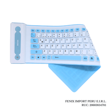 TECLADO BLUETOOTH SEISA FLEXIBLE SILICONA 107 TECLAS CELULAR TABLET ETC AZULINO ST-2030BT - 2