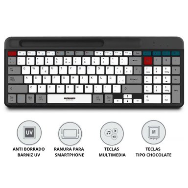 TECLADO INALÁMBRICO MICRONICS BLUETOOTH RECARGABLE ESPAÑOL K600-3M - 1