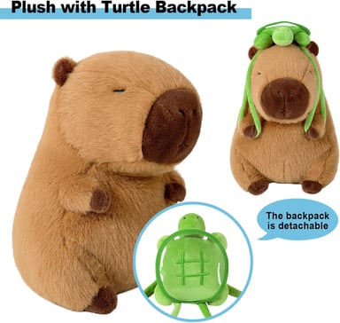 PELUCHE CAPIBARA CAPYBARA MOCHILA TORTUGA 22CM - 3
