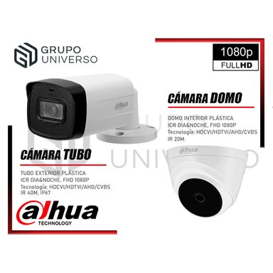 KIT 5 CÁMARA SEGURIDAD DAHUA 13020405006 40MTS MAYOR ALCANCE FULL HD + DISCO P2P 2 TB - 4