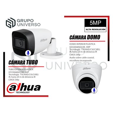 KIT 7 CÁMARA SEGURIDAD DAHUA 13020807030 5MP + DISCO AUDIO INCORPORADO P2P COMPLETO 2 TB - 4
