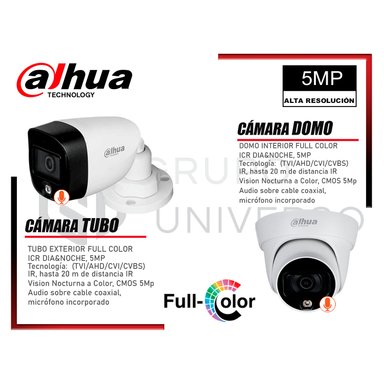 KIT 5 CÁMARA SEGURIDAD DAHUA 13021305006 5MP + DISCO VISION NOCTURNA FULL COLOR 2 TB - 4