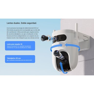 CÁMARA SEGURIDAD EZVIZ H9C DUAL 3K 5MP + 5MP 360 AUDIO 2VÍAS DETECCIÓN IA PERSONAS VISIÓN NOCHE ALARMA - 2