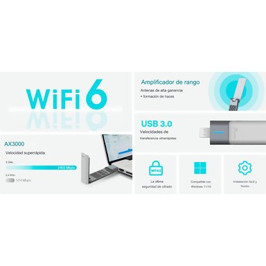 ADAPTADOR TP-LINK ARCHER TX50UH USB WIFI 6 AX3000 - 3