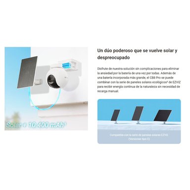CÁMARA SEGURIDAD EZVIZ CB8 PRO 4K + PANEL SOLAR KIT 360 AUDIO DOBLE VÍA NOCHE COLOR DETECCIÓN IA BATERÍA - 3