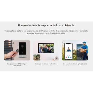 VIDEOPORTERO WIFI EZVIZ HP5 2MP 1080P AUDIO 2VÍAS DETECCIÓN MOVIMIENTO 3 MODOS APERTURA PANTALLA - 2