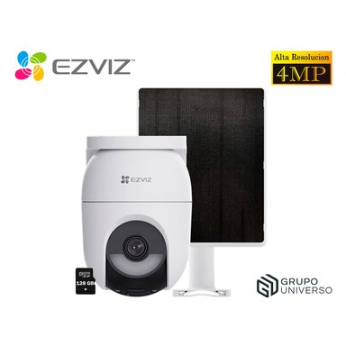 CÁMARA SEGURIDAD EZVIZ CB8 LITE 4MP + PANEL SOLAR KIT AUDIO DOBLE VÍA NOCHE COLOR SIRENA LUZ BATERÍA 128GB - 1