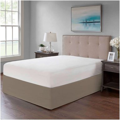 FALDON DE TARIMA QUEEN 160CM X 200CM MINIMAL DRILL BEIGE OSCURO 35CM PROMO - 1