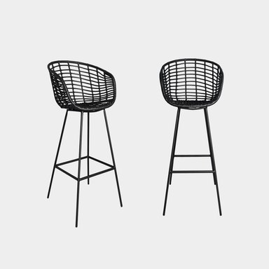 SILLA BAR NIHM LINCON RATTAN BLACK 65 CM METAL NEGRO - 2