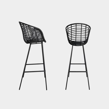 SILLA BAR NIHM LINCON RATTAN BLACK 65 CM METAL NEGRO - 3