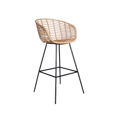 SILLA BAR NIHM LINCON RATTAN NATURAL 65 CM METAL MARRON CLARO - 1