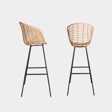SILLA BAR NIHM LINCON RATTAN NATURAL 65 CM METAL MARRON CLARO - 2