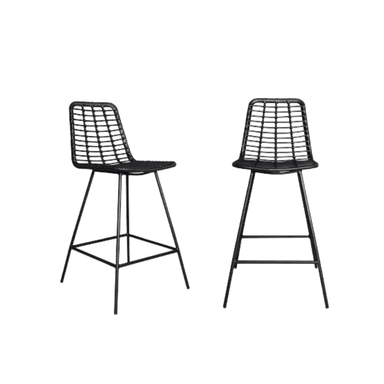 SILLA BAR NIHM MINGO RATTAN 65CM METAL NEGRO - 2