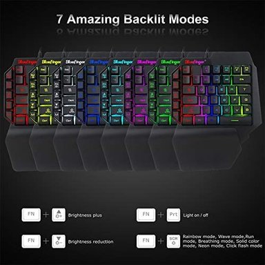 TECLADO GLOBAL SHOPEX RGB UNA MANO JUEGOS Y RATÓN RETROILUMINADO LETRAS USB CON CABLE ARCO IRIS RESPLANDOR MECÁNICA - 1