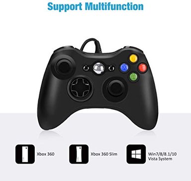CONTROLADOR GLOBAL SHOPEX WIRED CONTROLLER FOR XBOX 360 YAEYE GAME CONTROLLER DUAL-VIBRATION TURBO FOR MICROSOFT XBOX 360/360 SL - 2