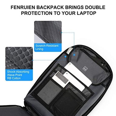 MOCHILA GLOBAL SHOPEX PARA ORDENADOR PORTÁTIL FENRUIEN 25 L 17.3' ANTIRROBO COMPARTIMENTO PARA PC IMPERMEABLE CON PUERTO USB - 4