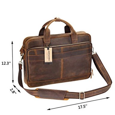JACKYCHRIS - MALETÍN DE PIEL AUTÉNTICA PARA HOMBRE 15.6' COLOR AMARILLO Y MARRÓN - 3