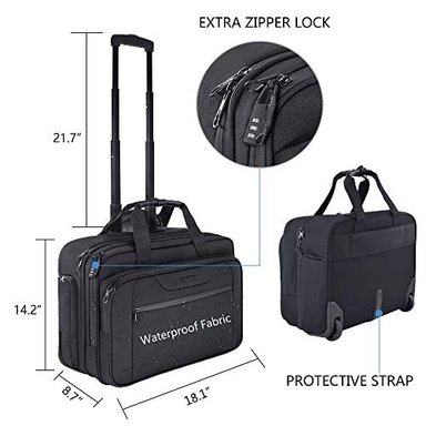 MALETÍN CON RUEDAS GLOBAL SHOPEX KROSER PARA ORDENADOR PORTÁTIL HASTA 17.3' RESISTENTE AL AGUA CON BOLSILLOS RFID PARA VIAJES - 2