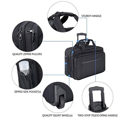 MALETÍN CON RUEDAS GLOBAL SHOPEX KROSER PARA ORDENADOR PORTÁTIL HASTA 17.3' RESISTENTE AL AGUA CON BOLSILLOS RFID PARA VIAJES - 5