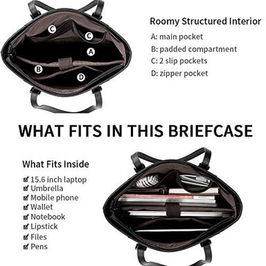 BOLSA DE PIEL PARA ORDENADOR PORTÁTIL PARA MUJER BROMEN 15.6' BOLSA DE TRABAJO CON COMPARTIMENTO ACOLCHADO - 4