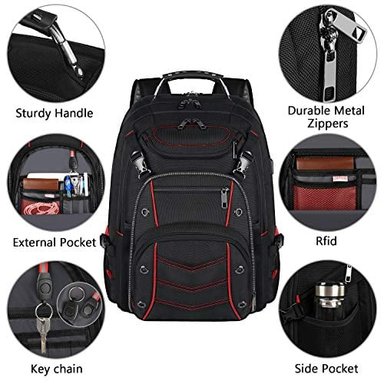 MOCHILA DE ORDENADOR PORTÁTIL 18.4 PARA HOMBRES MOCHILA EXTRA GRANDE DE 55 L CON PUERTO DE CARGADOR USB APROBADO POR TSA - 2
