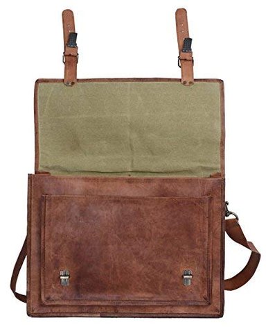 PL 18' VINTAGE HECHA A MANO CUERO MESSENGER BAG PARA PORTÁTIL MALETÍN BOLSA BOLSA - 2