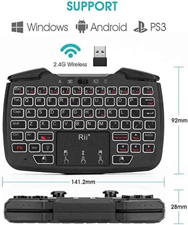 COMBO CÓMPUTO GS RII RK707 3 EN 1 MULTIFUNCIONAL 2.4GHZ WIRELESS PORTABLE GAME CONTROLLER 62KEY TECLADO RECARGABLE RATON TURBO - 2