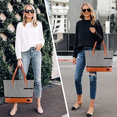 BOLSA DE MANO PARA ORDENADOR GLOBAL SHOPEX PORTÁTIL GRANDE DE LONA PARA MUJER IMPERMEABLE MODA MUJER TRABAJO BOLSA DE MANO - 2