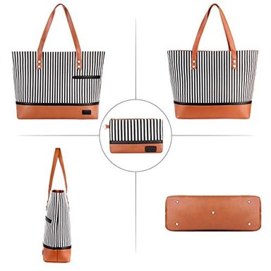 BOLSA DE MANO PARA ORDENADOR GLOBAL SHOPEX PORTÁTIL GRANDE DE LONA PARA MUJER IMPERMEABLE MODA MUJER TRABAJO BOLSA DE MANO - 3