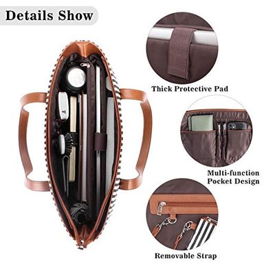 BOLSA DE MANO PARA ORDENADOR GLOBAL SHOPEX PORTÁTIL GRANDE DE LONA PARA MUJER IMPERMEABLE MODA MUJER TRABAJO BOLSA DE MANO - 4