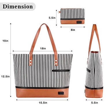 BOLSA DE MANO PARA ORDENADOR GLOBAL SHOPEX PORTÁTIL GRANDE DE LONA PARA MUJER IMPERMEABLE MODA MUJER TRABAJO BOLSA DE MANO - 5