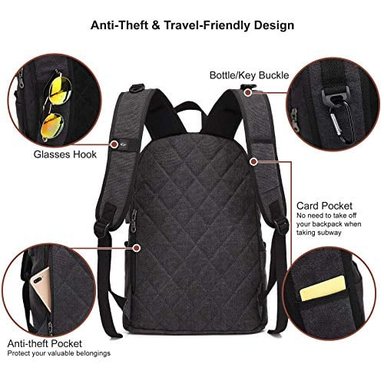 MOCHILA DEL ORDENADOR PORTÁTIL DE LA LONA MOCHILA IMPERMEABLE DE LA ESCUELA CON LA UNIVERSIDAD - 4