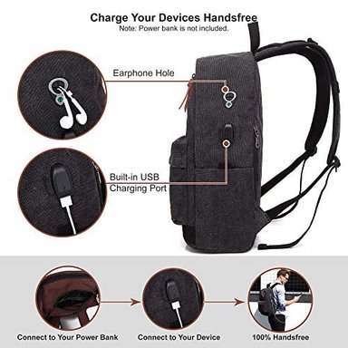 MOCHILA DEL ORDENADOR PORTÁTIL DE LA LONA MOCHILA IMPERMEABLE DE LA ESCUELA CON LA UNIVERSIDAD - 5