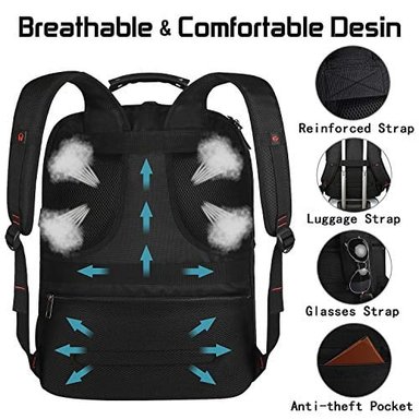 MOCHILA GLOBAL SHOPEX DE ORDENADOR PORTÁTIL 18.4 PARA HOMBRES DE 55L EXTRA GRANDE PARA JUEGOS PORTÁTILES CON PUERTO - 3