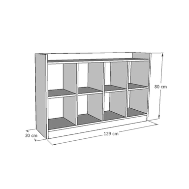 ORGANIZADOR WONDER WOOD MUEBLERÍA COMODA JUGUETERO MONTESSORI 8 COMPARTIMIENTOS MELAMINA BLANCO - 3