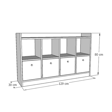 ORGANIZADOR WONDER WOOD MUEBLERÍA COMODA JUGUETERO MONTESSORI 4 COMPARTIMIENTOS Y 4 CAJONES MELAMINA /LILA BLANCO - 3