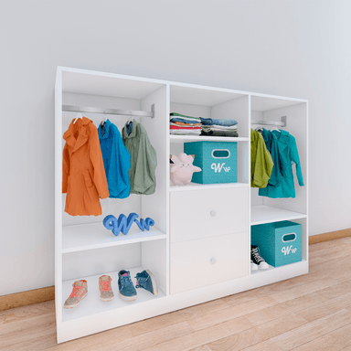 CLÓSET WONDER WOOD MUEBLERÍA ORGANIZADOR MONTESSORI 4 COMPARTIMIENTOS Y 2 CAJONES MELAMINA NIÑOS Y NIÑAS BLANCO - 2