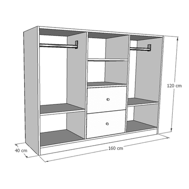 CLÓSET WONDER WOOD MUEBLERÍA ORGANIZADOR MONTESSORI 4 COMPARTIMIENTOS Y 2 CAJONES MELAMINA NIÑOS Y NIÑAS BLANCA AZUL - 3