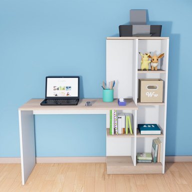 ESCRITORIO WONDER WOOD MUEBLERÍA BLANCO/NATURAL ORGANIZADOR ROBERT SIMPLE - 2